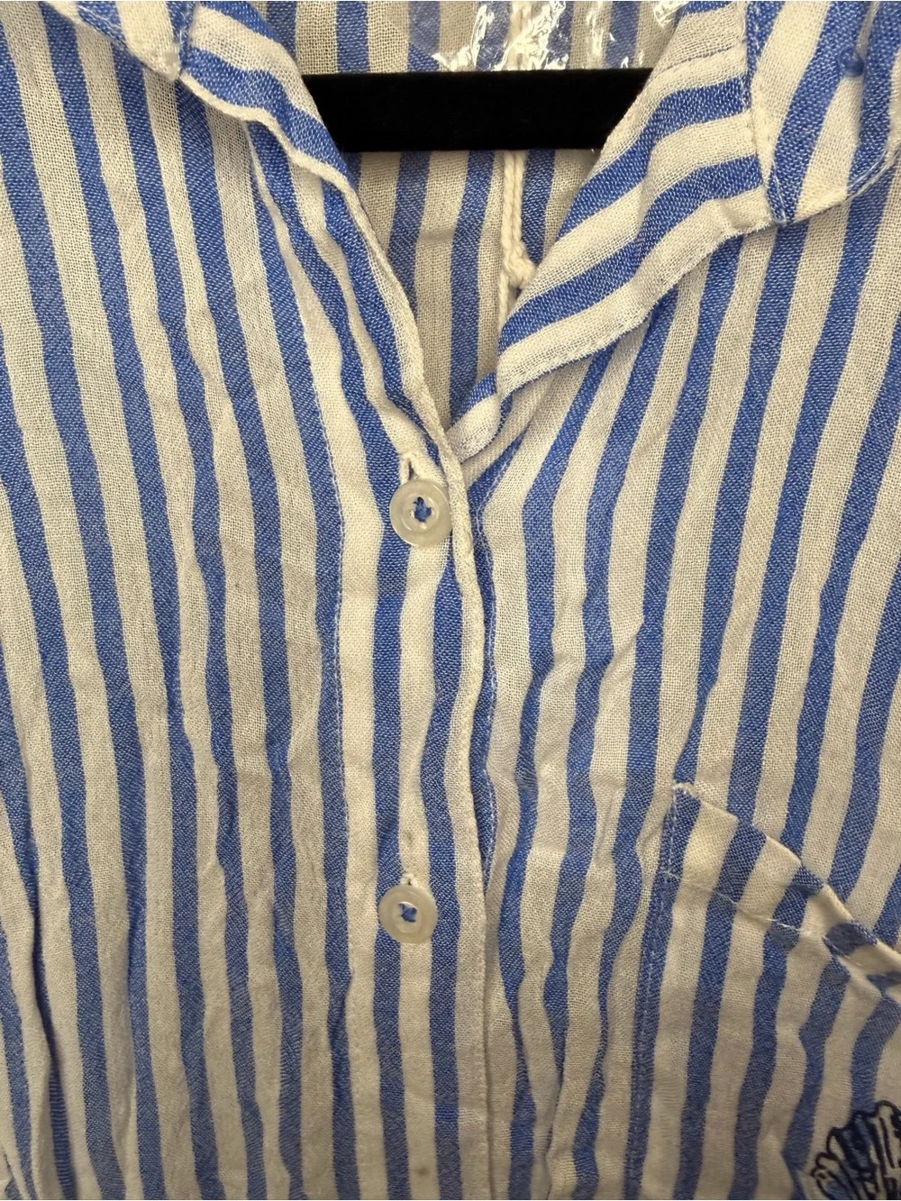 blue island Blue & White Striped Women's Swim Coverup Shirt